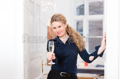 After Hour - woman at home with sparkling wine