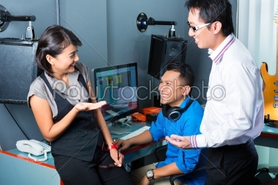 Asian People in recording studio