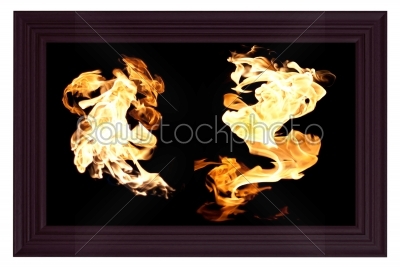 Black wood frame with flame