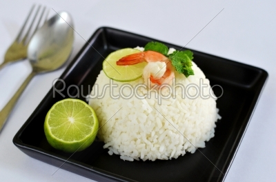 boiled rice and shrimp
