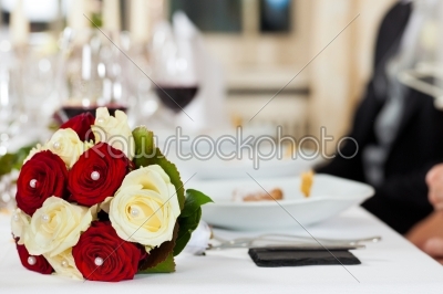 Bouquet at a wedding table