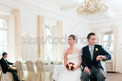 Bridal couple waiting for ceremony