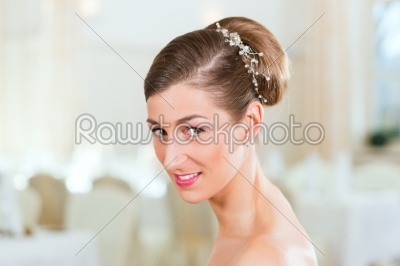 Bride with swept-back hair