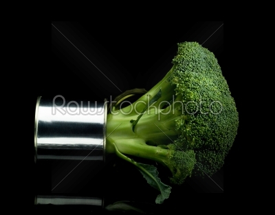 broccoli on a tin can