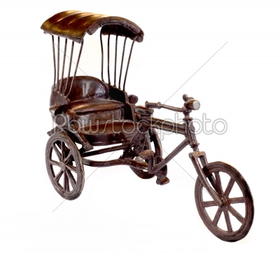 brown tricycle vintage metal toy