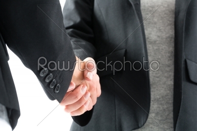 Business handshake by two women