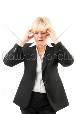 Business woman with headache or burnout