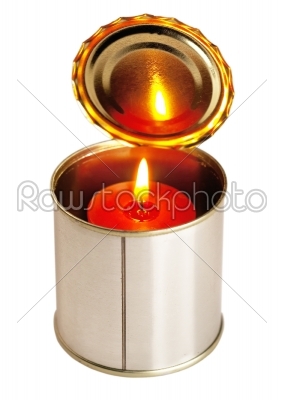 candle on a tin can