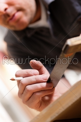 Carpenter with angle and pencil