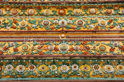 Carved antique More than 200 years old In Thai Temple.