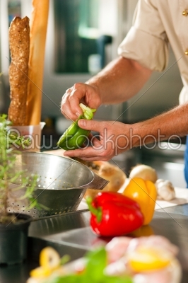 Chef preparing vegetables