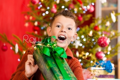 Christmas - little boy with Xmas present