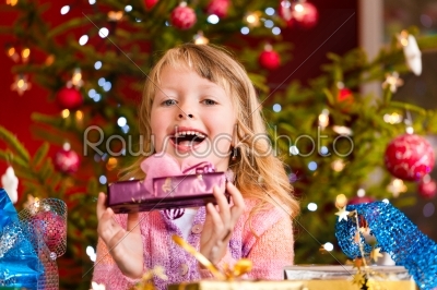 Christmas - little girl with Xmas present