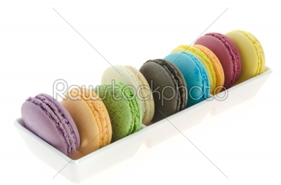 colorful  french macaroons in bowl