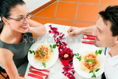 Couple at lunch or dinner