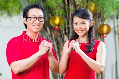 Couple celebrating Chinese new year 