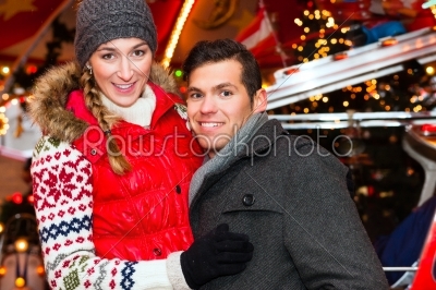 Couple during  the Christmas market or advent season