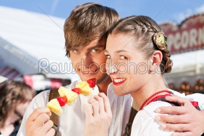 Couple in Tracht on Dult or Oktoberfest 