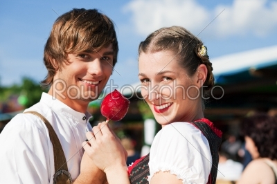 Couple in Tracht on Dult or Oktoberfest 
