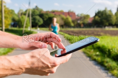couple running, sport jogging on rural street