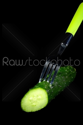cucumber with fork