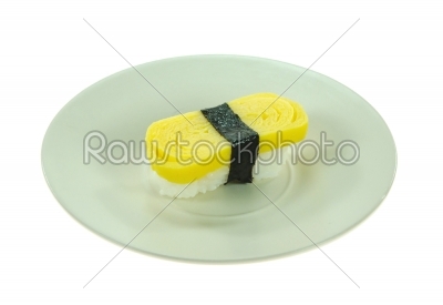 egg sushi on dish
