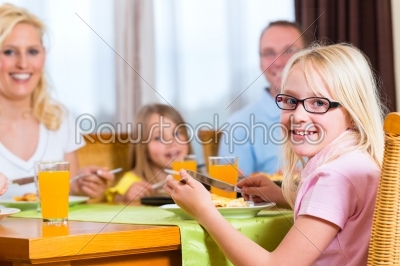 Family eating lunch or dinner