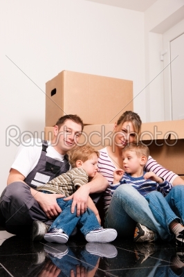 Family moving in their new home 