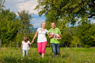 Family with children having walk