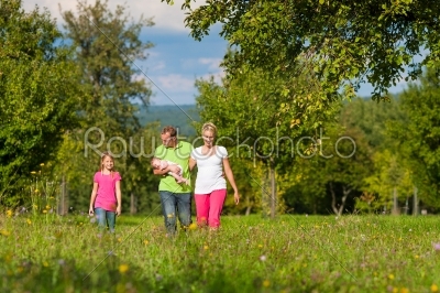 Family with children having walk