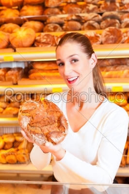 Female baker in her bakery