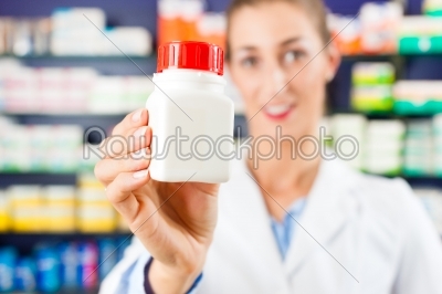 Female pharmacist in her pharmacy