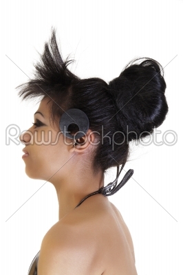 Female profile with a hair fashion, isolated