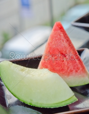 green and red melon