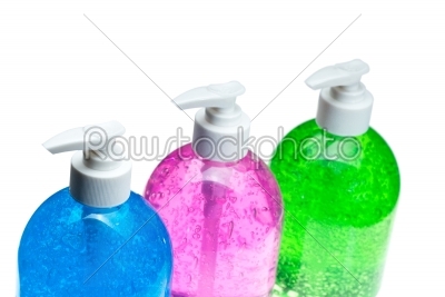 hair gel bottles over white