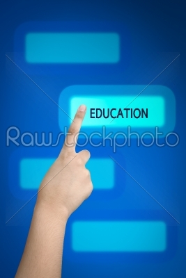 hand pressing communication button on virtual touch screen 