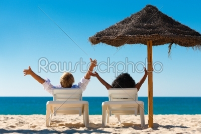 Happy couple on beach