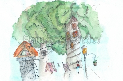 Houses in trees