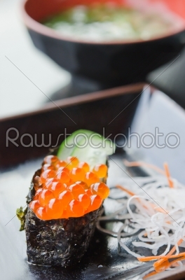 Ikura Sushi and vegetable