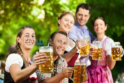 In Beer garden - friends in front of band