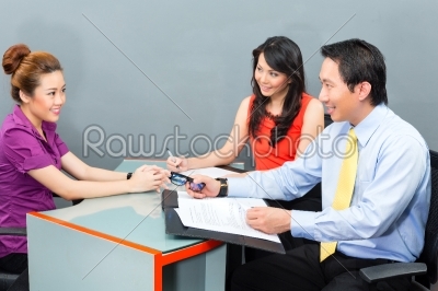 Job interview  for a new employment or hire in Asian office