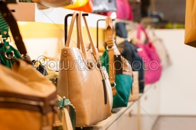 Leather bags in a shop