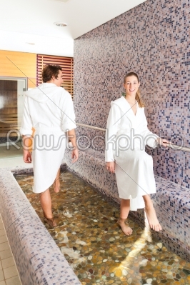 Man and woman while wellness water treading