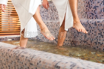 Man and woman while wellness water treading