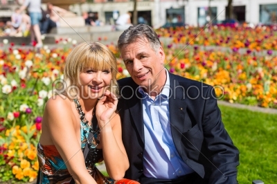 Mature couple during spring in the city