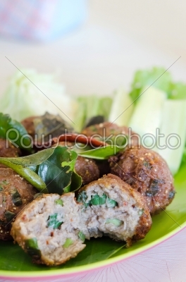 meatballs and vegetable