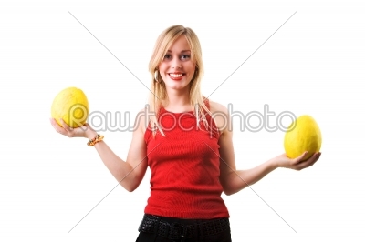 Melons and woman