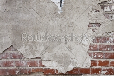Old grunge brick wall and plaster
