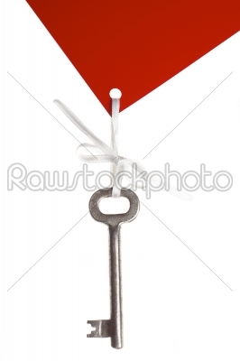 old key with red label