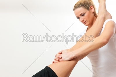 Patient at the physiotherapy doing physical therapy 